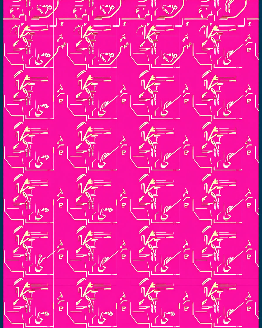 Hot Pink Abstract Figure Line Art Rug
