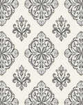 Ornate Gray Damask Floral Elements Rug