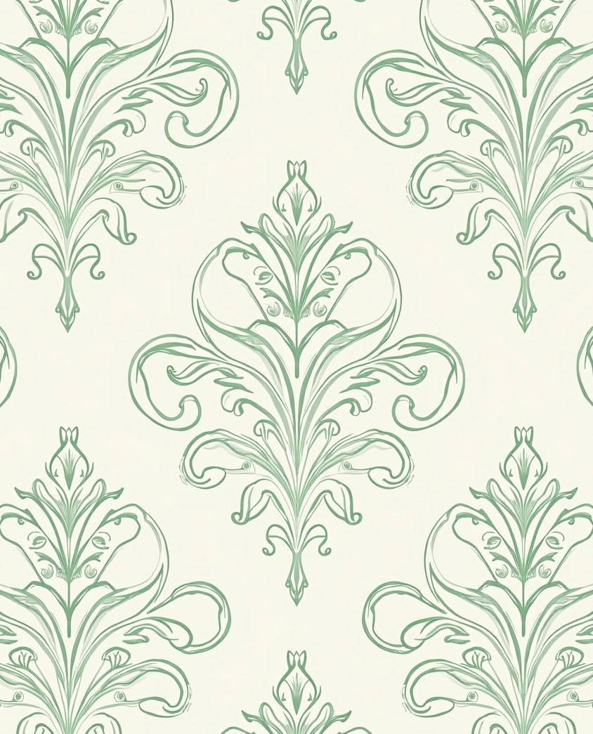 Green Vintage Acanthus Scroll Rug