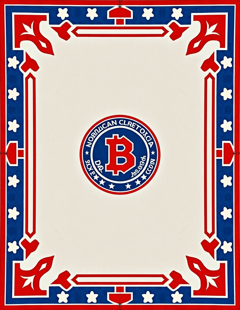 Red Blue White Heraldic Stars Border Rug