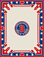 Red Blue White Heraldic Stars Border Rug