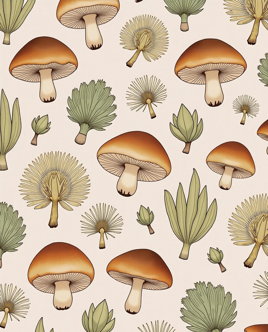 Earthy Mushroom Botanical Repeat Rug