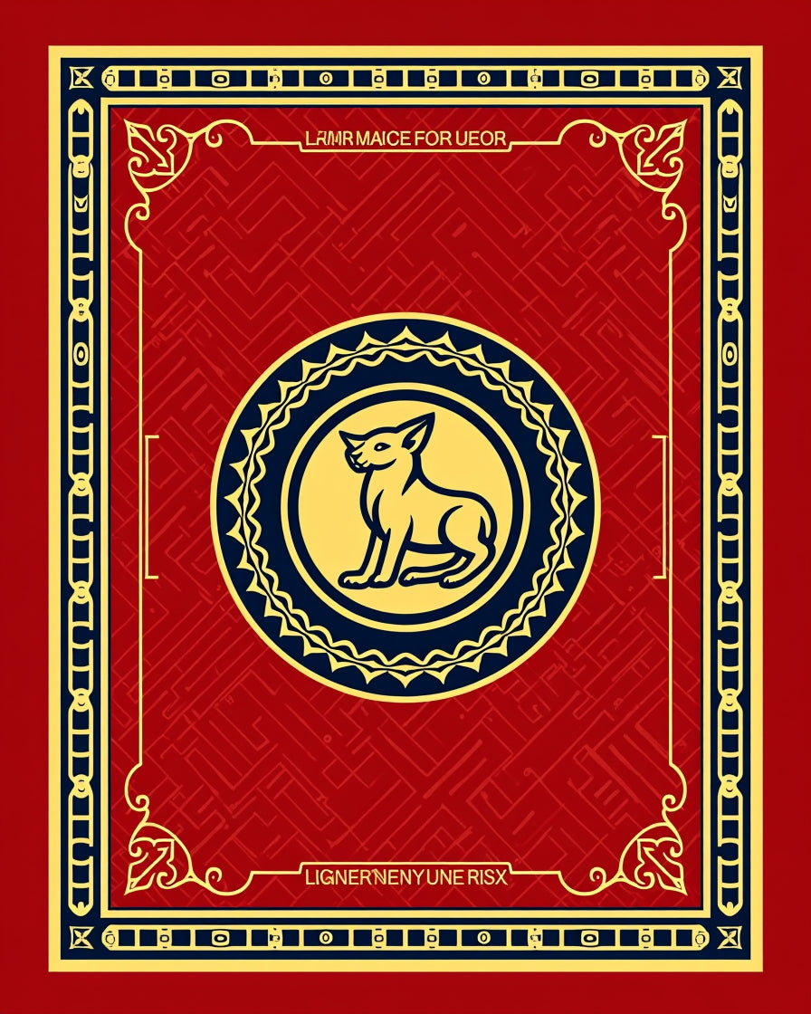 Red and Navy Dog Medallion Rug