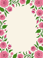 Pink Rose Blossom Border Rug