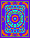 Vibrant Violet Orange Teal Medallion Rug