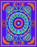 Vibrant Violet Orange Teal Medallion Rug