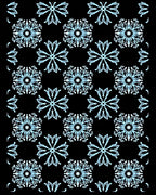 Light Blue Snowflake Repeat Black Rug