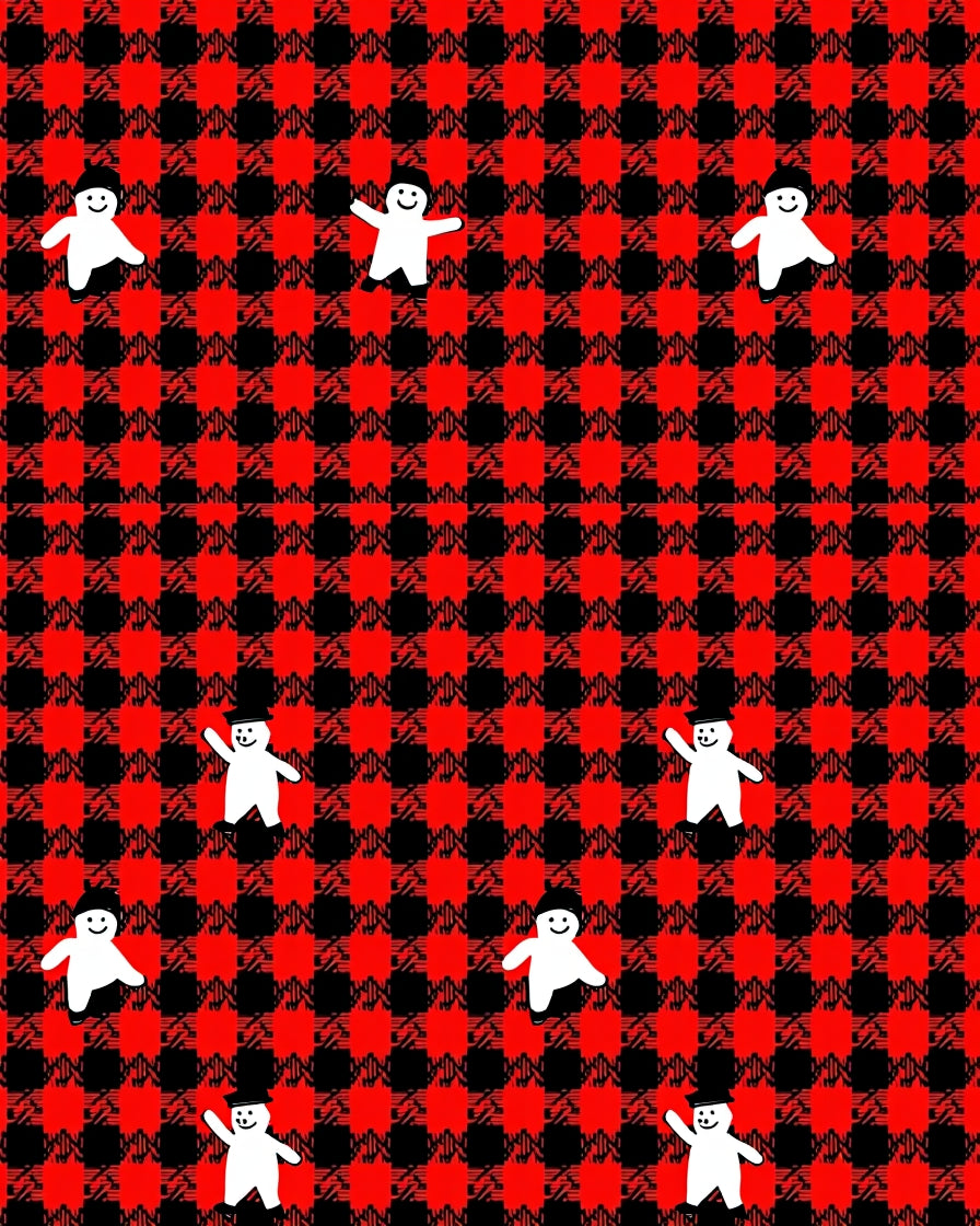 Red Black Gingham Figures Rug
