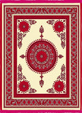Crimson Red Floral Medallion Mandala Rug
