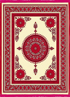 Crimson Red Floral Medallion Mandala Rug