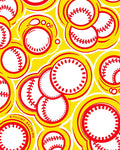 Red And Yellow Baseball Circles Rug