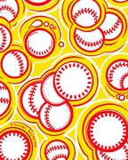 Red And Yellow Baseball Circles Rug