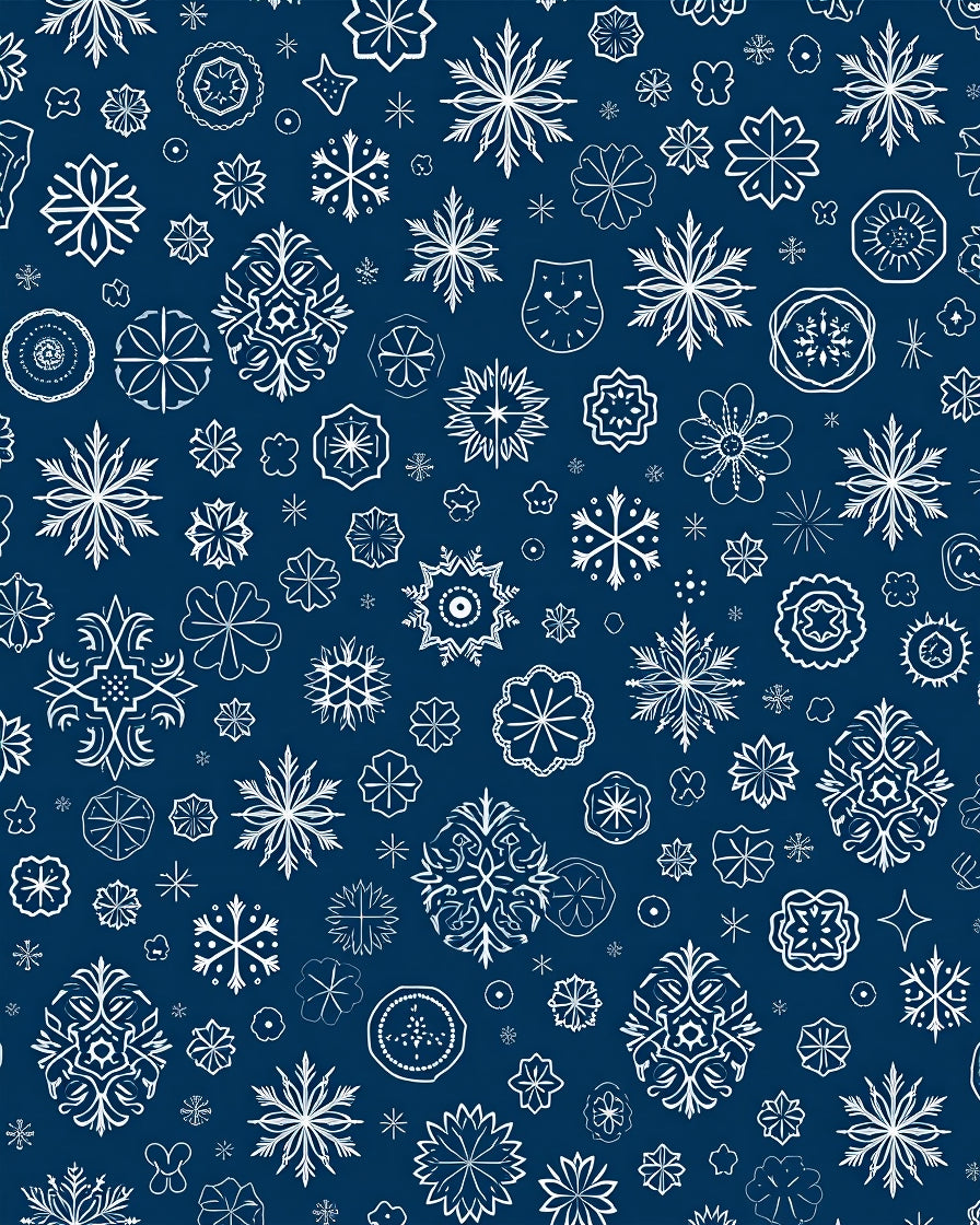 Classic White Snowflake Collage Background Rug