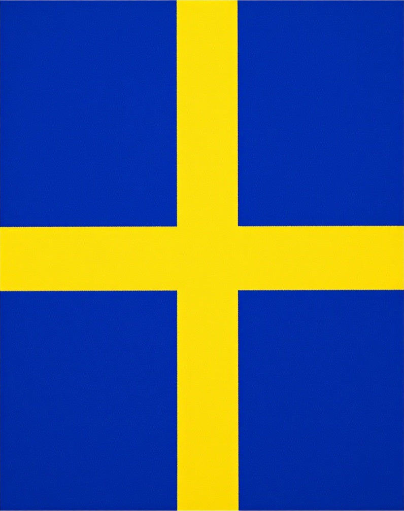 Bold Blue Yellow Nordic Cross Rug
