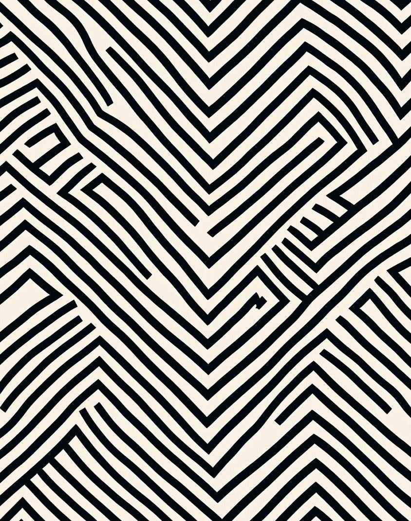 Black and White Abstract Maze Rug