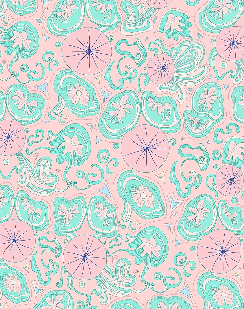 Whimsical Pink Mint Swirl Floral Rug