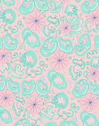 Whimsical Pink Mint Swirl Floral Rug