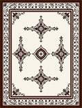 Ornate Cream Brown Medallion Border Rug