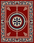 Crimson Ornamental Medallion Border Rug
