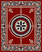 Crimson Ornamental Medallion Border Rug