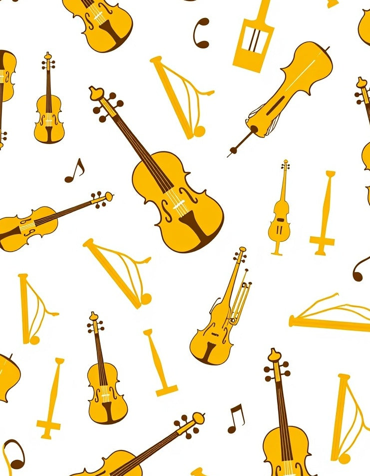 Golden Stringed Instrument Harmony Repeat Rug