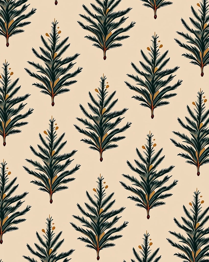 Forest Green Fir Branch Repeat Rug