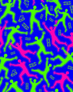 Neon Figures on Royal Blue Background Rug