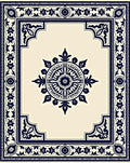 Deep Blue Mandalas Frame Rug