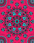 Vibrant Teal Floral Mandala Rug