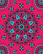 Vibrant Teal Floral Mandala Rug