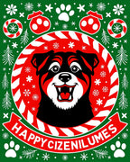 Christmas Dog Paw Holiday Vibes Rug