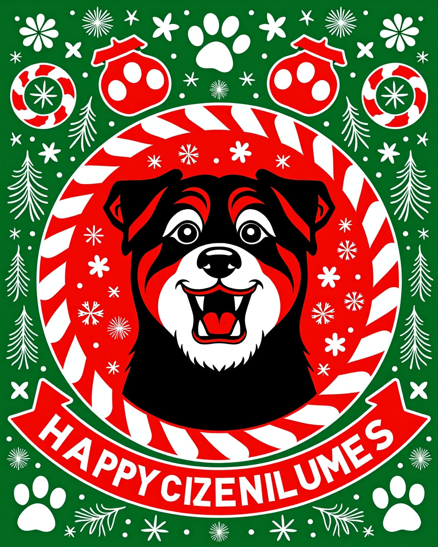 Christmas Dog Paw Holiday Vibes Rug