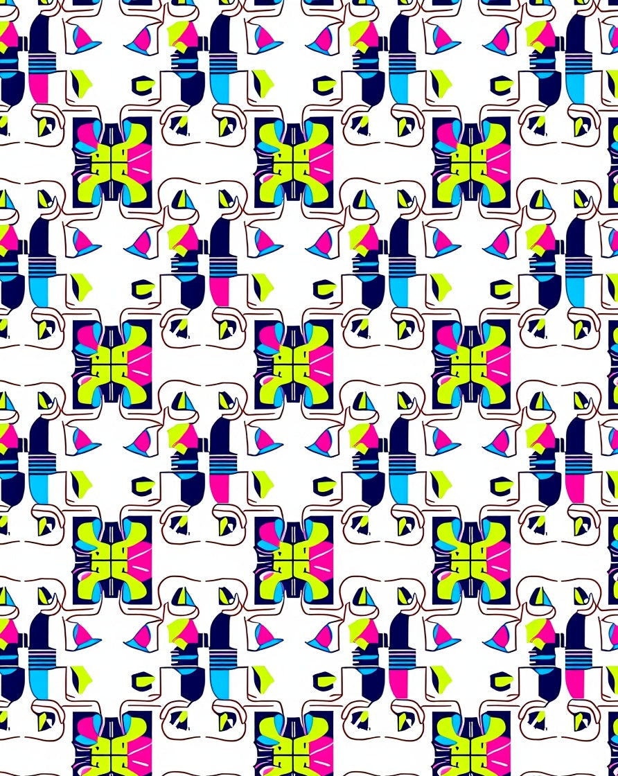 Vibrant Neon Pop Art Geometry Rug