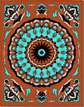 Sunburst Turquoise Medallion Terra Cotta Rug