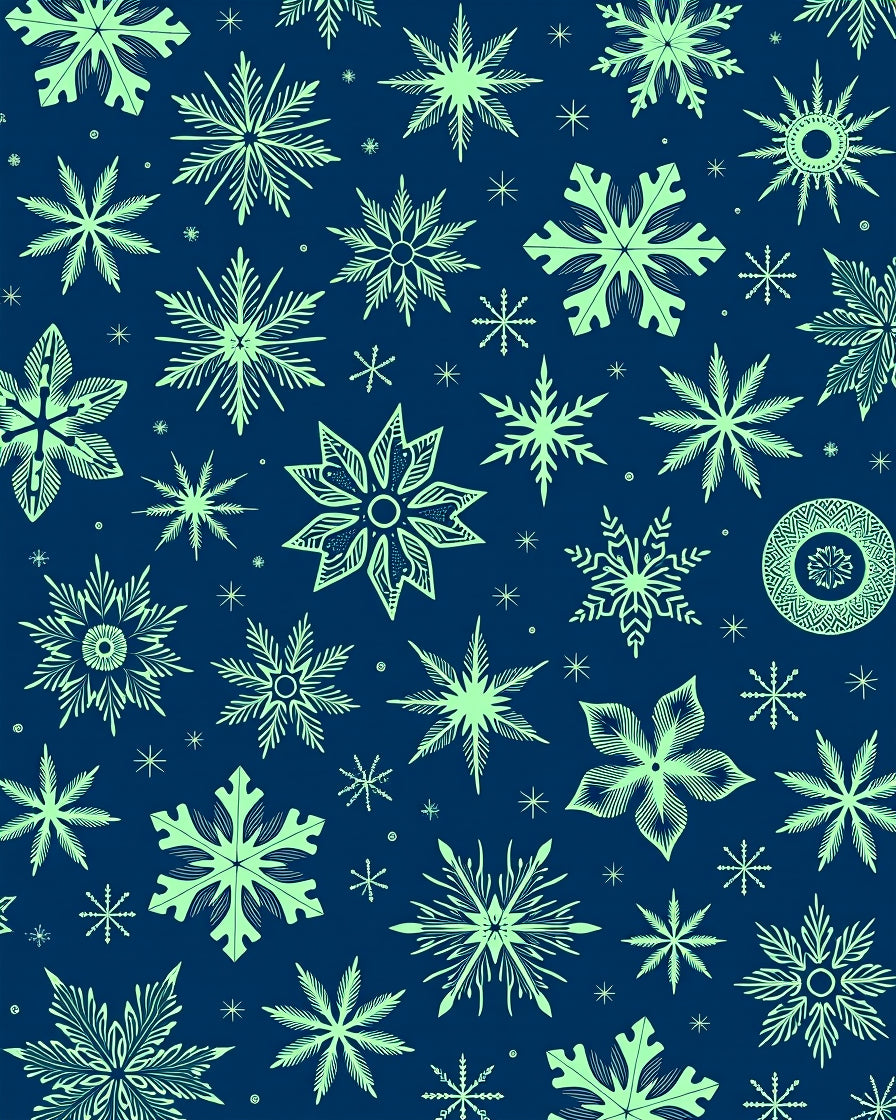 Light Green Snowflake Winter Navy Rug