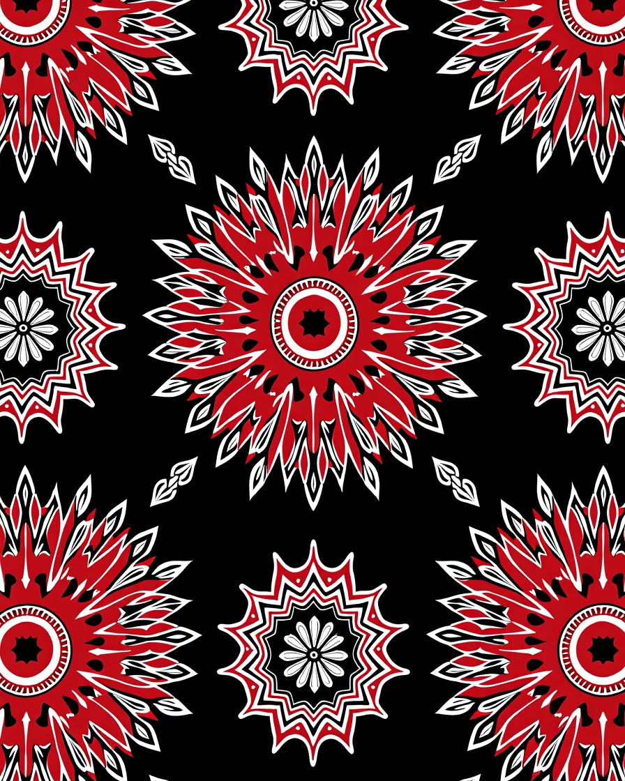 Crimson Red Starburst mandala Rug