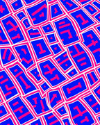Bold Blue Pink Geometric Fragment Rug