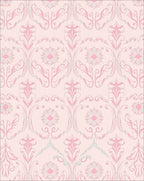 Pale Pink Floral Scroll Wallpaper Rug