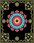 Bold Fuchsia Teal Mandala Frame Rug
