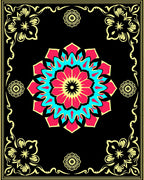 Bold Fuchsia Teal Mandala Frame Rug