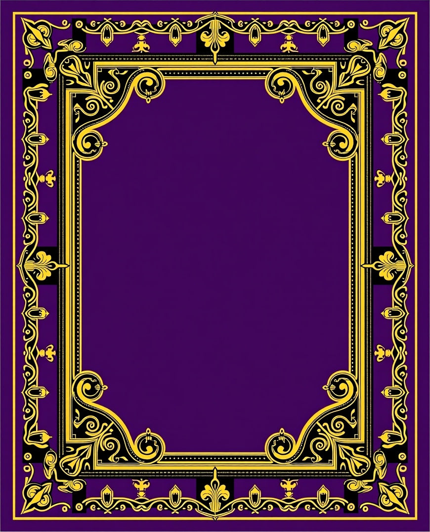 Regal Gold Purple Ornate Scroll Rug