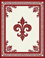 Crimson Fleur De Lis Border Rug