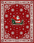 Red Santa Sleigh Snowflake Border Rug