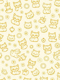 Golden Whimsical Cat Flower Collection Rug