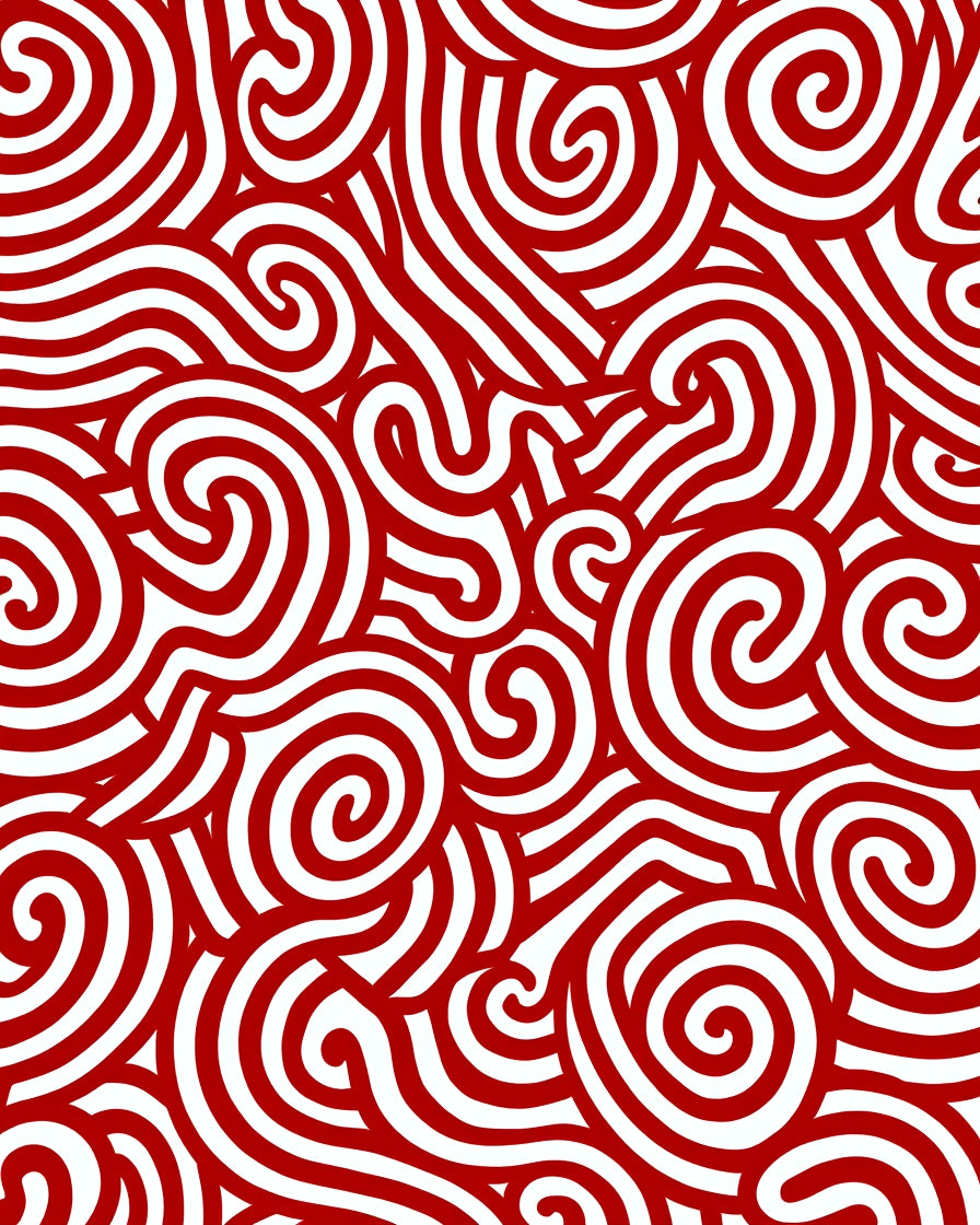 Crimson Swirl Line Abstract Rug