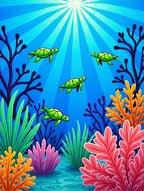 Whimsical Sea Life Turtle Garden Rug