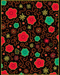 Bold Floral Medallion Swirl Red Green Rug