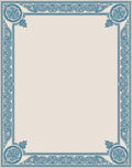 Ornate Blue Floral Square Border Rug
