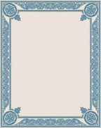Ornate Blue Floral Square Border Rug