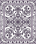 Ornate Black Floral Scroll Medallion Rug